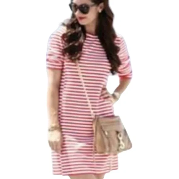 Crew Dresses Nwt J Crew Red White Stripe Ponte Tee Shirt